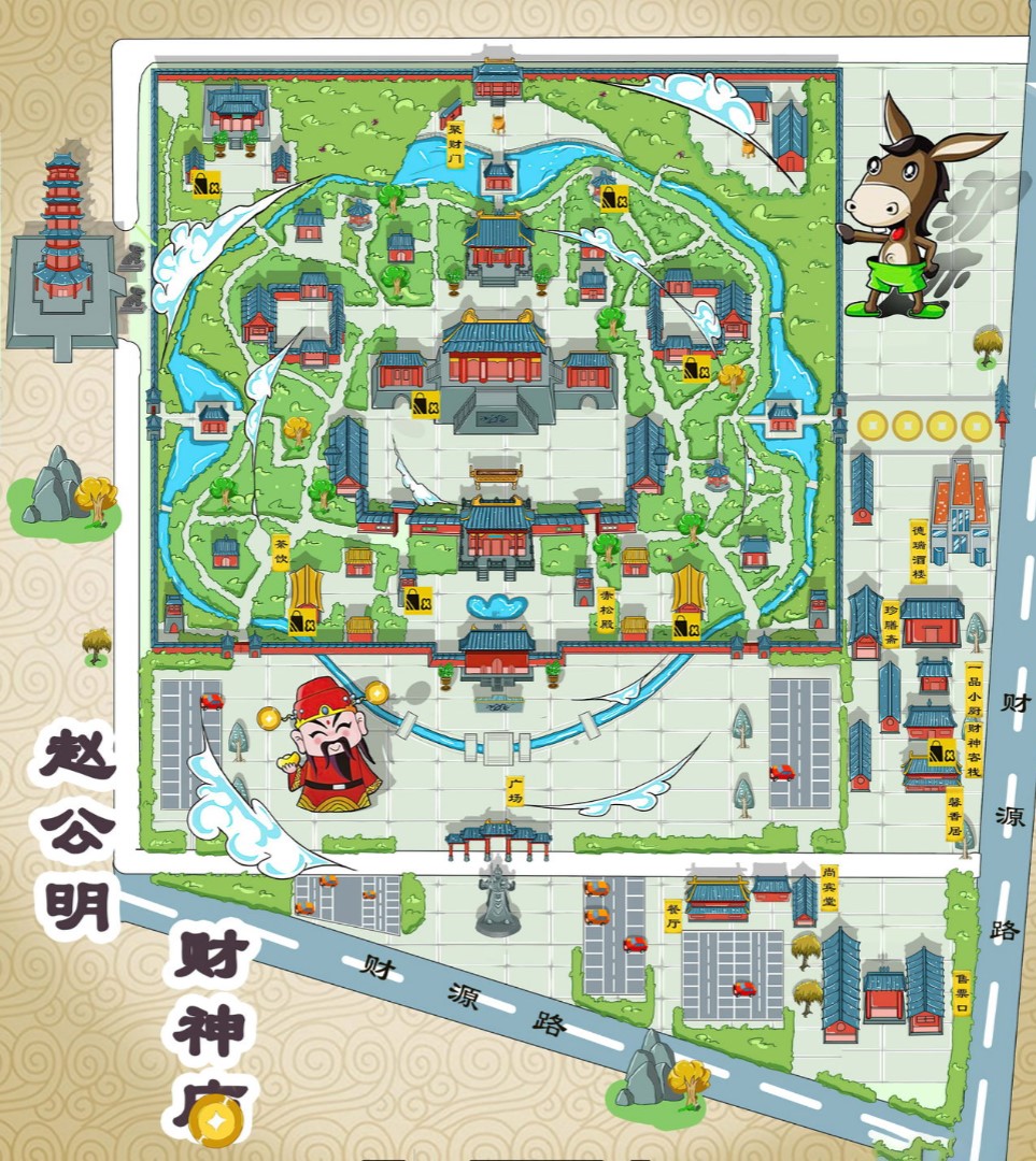 零陵寺庙类手绘地图